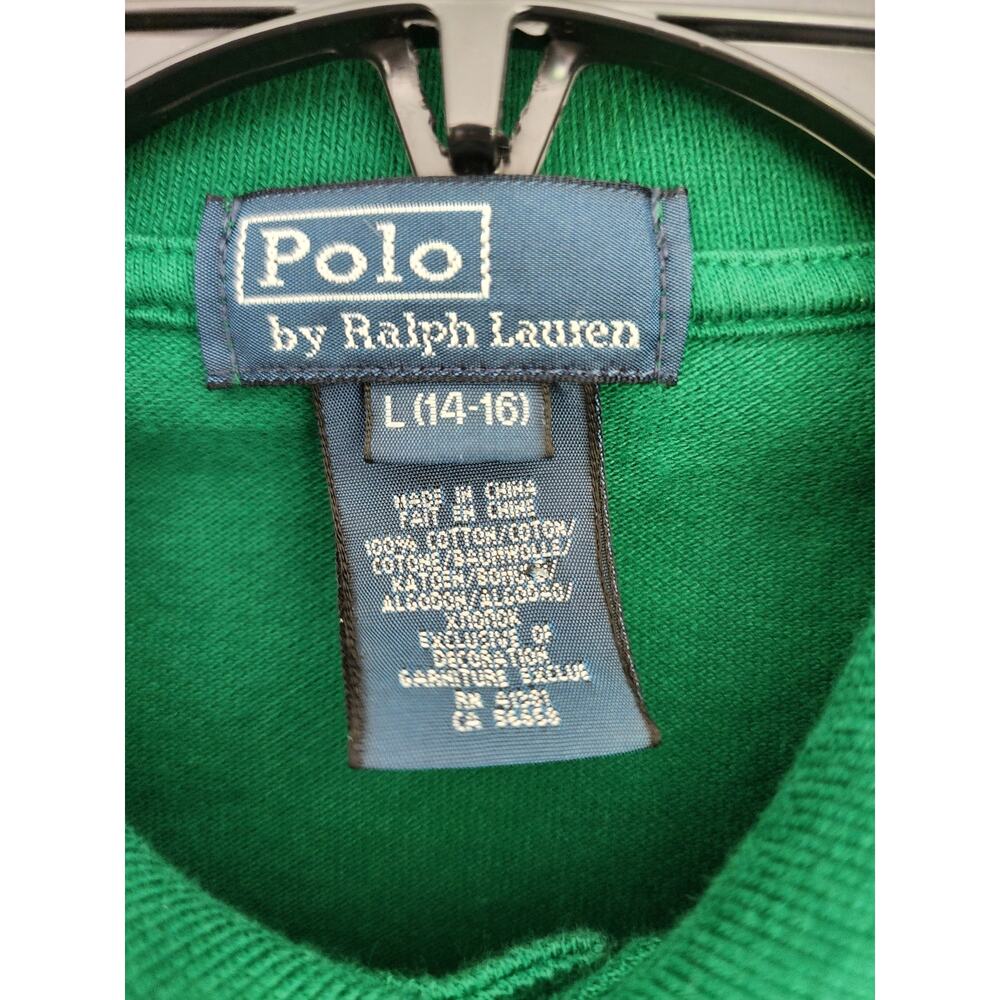 Polo by ralph Lauren Boy's Large(14-16) Green Long Sleeve 100% Cotton Pullover - Picture 5 of 6
